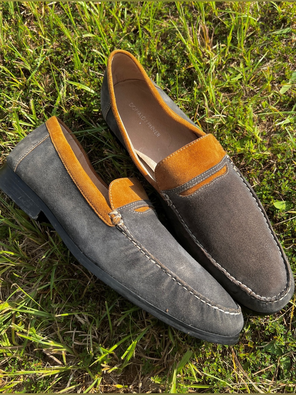 CLEAN Donald Pliner size 12 Mens Norin Loafer Grey Nubuck shoes